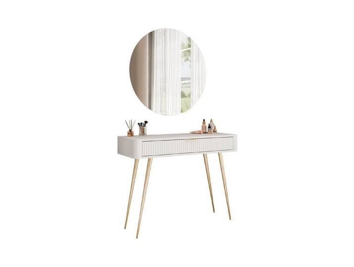 Lookway Schminktisch SCARLETT mit rundem LED-Spiegel (1x Konsolentische 1x Spiegel), 100x78x38 cm