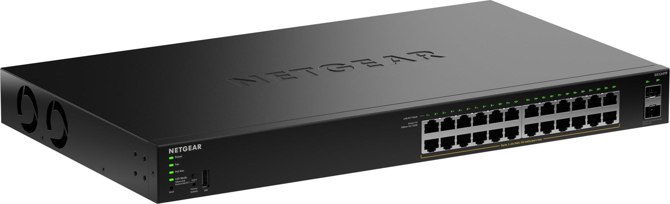 NETGEAR GS324TPv2, Managed, L2/L3, Gigabit Ethernet (10/100/1000), Power over Ethernet (PoE), Rack-Einbau, 1U