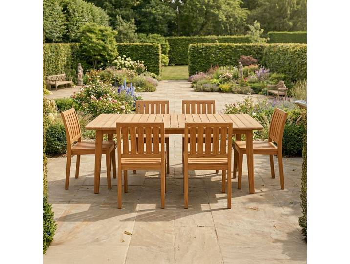 Ensemble table et chaises de jardin en bois de teck 6 personnes