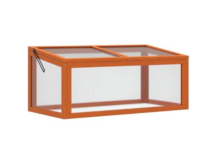 Outsunny Frühbeet Holz und Polycarbonat Treibhaus 90 x 46 x 40 cm Orange Gewächshaus mit Abdeckung, Wetterfest, Frühbeetkasten, für Garten Pflanzenbeet