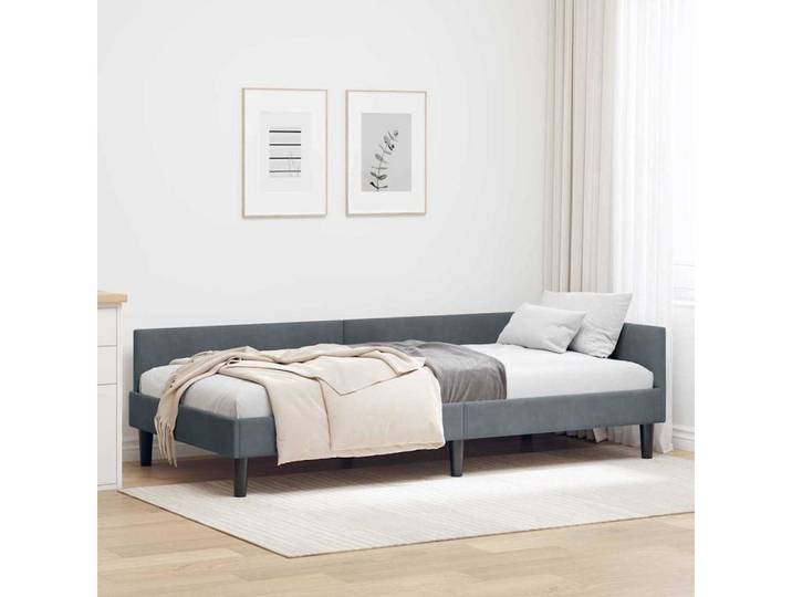 furnicato Daybed Eckbettgestell 100x200 cm Dunkelgrau, Wendbares Kopfteil für dein Daybed mit platzsparendem L-Design