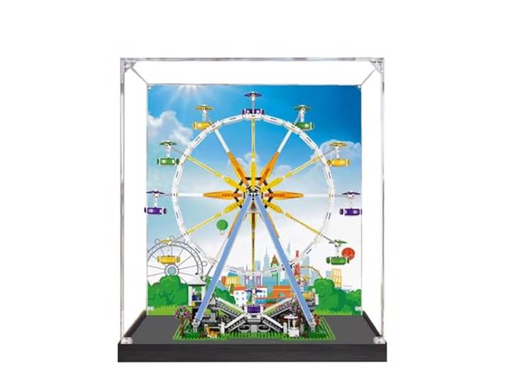 Acryl-Vitrine für Lego 10247 Riesenrad-Modell, 3 mm staubdichte Schaukasten, Vitrine kompatibel mit Lego 10247 (Modell nicht im Lieferumfang enthalten) (Hintergrundbau 3 mm B)