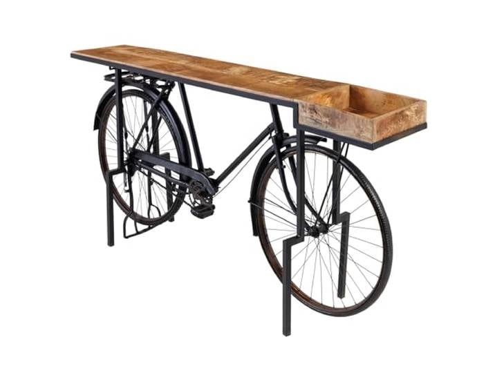 Konsolentisch BICYCLE 194cm - schwarz natur - Mangoholz - Recycelt Massiv, hochwertig, langlebig, individuelle Maserung, stabile Konstruktion, robust, Metallgestell