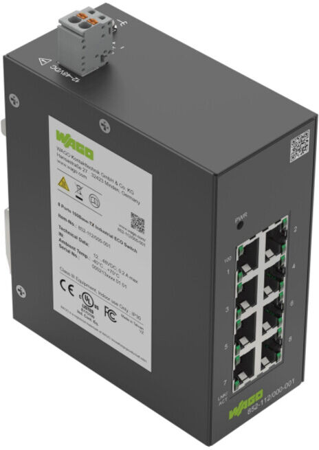 WAGO Industrial-ECO-Switch 852-112/000-001 8 ports 100Base-TX noir (852-112/000-001)