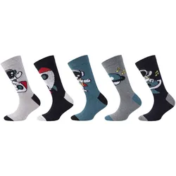 5er Pack camano Soft Baumwolle Crew Socken Kinder 5801 - blue 23-26