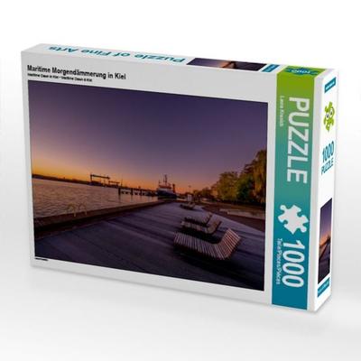 CALVENDO Puzzle Maritime Morgendämmerung in Kiel 1000 Teile Puzzle quer | 1000 Teile Lege-Größe 64 × 48 cm Foto-Puzzle für glückliche Stunden