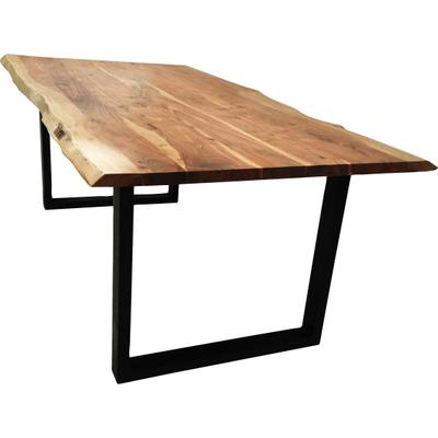 Baumkantentisch SIT "Dijon aus Massivholz mit Baumkante & trendigem Kufengestell", schwarz (natur, schwarz, schwarz, natur), B:180cm H:78cm T:100cm, Tische, 56 mm starke Tischplatte mit Baumkante wie gewachsen