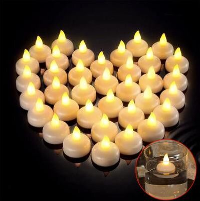 Inspired Living Waterproof Floating LED Candle Flameless Tea Light Flickering Pool And Wedding Decor 12pcs