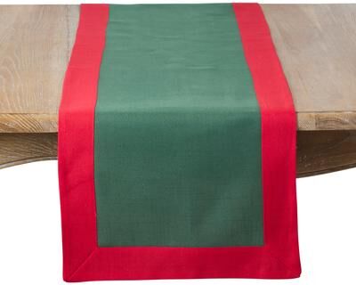 Saro Lifestyle Holiday Border Table Runner - Festive Christmas Table Runner for Dining & Seasonal Entertaining