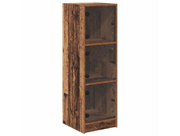 Highboard Altholz 35 x 37 x 109 cm Holzwerkstoff Glastüren, Regalbretter, rustikale Ästhetik, einfache Pflege, Wandbefestigung, Esszimmer, Küche