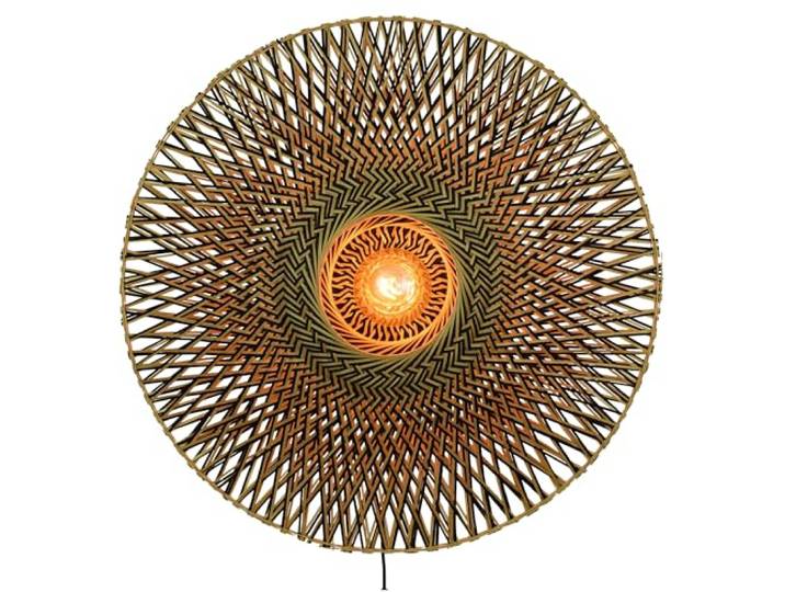 Good&Mojo Bali Wandleuchte Gewebter Bambus Nachtlampe Warm für Schlafzimmer Flur Treppe Innenbeleuchtung (Large)