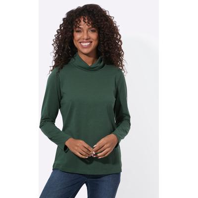 Rollkragenshirt CASUAL LOOKS "Rollkragen-Shirt", Damen, Gr. 44, grün (moos), 100% Baumwolle, unifarben, Shirts