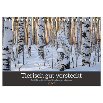 Tierisch gut versteckt - Zwölf Tiere, die mit ihrer Umgebung verschmelzen (Tischkalender 2027 DIN A5 quer), CALVENDO Monatskalender