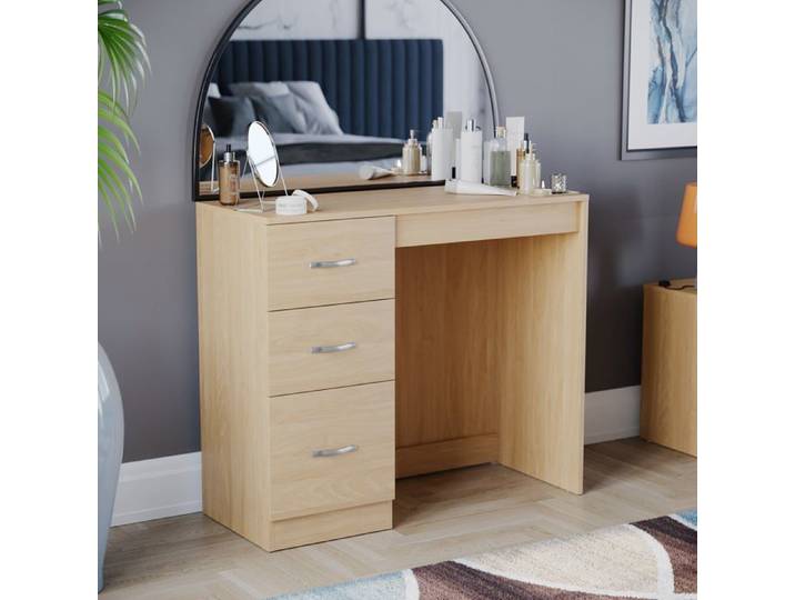 Coiffeuse Riano en pin avec 3 tiroirs – Bureau maquillage meuble de chambre