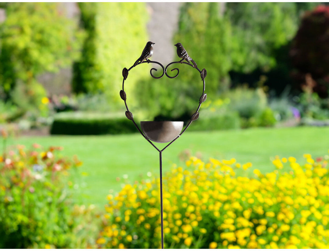 Lark Manor SPARROW Iron Birdbath Brown 150cm H X 20cm W X 3.9cm D