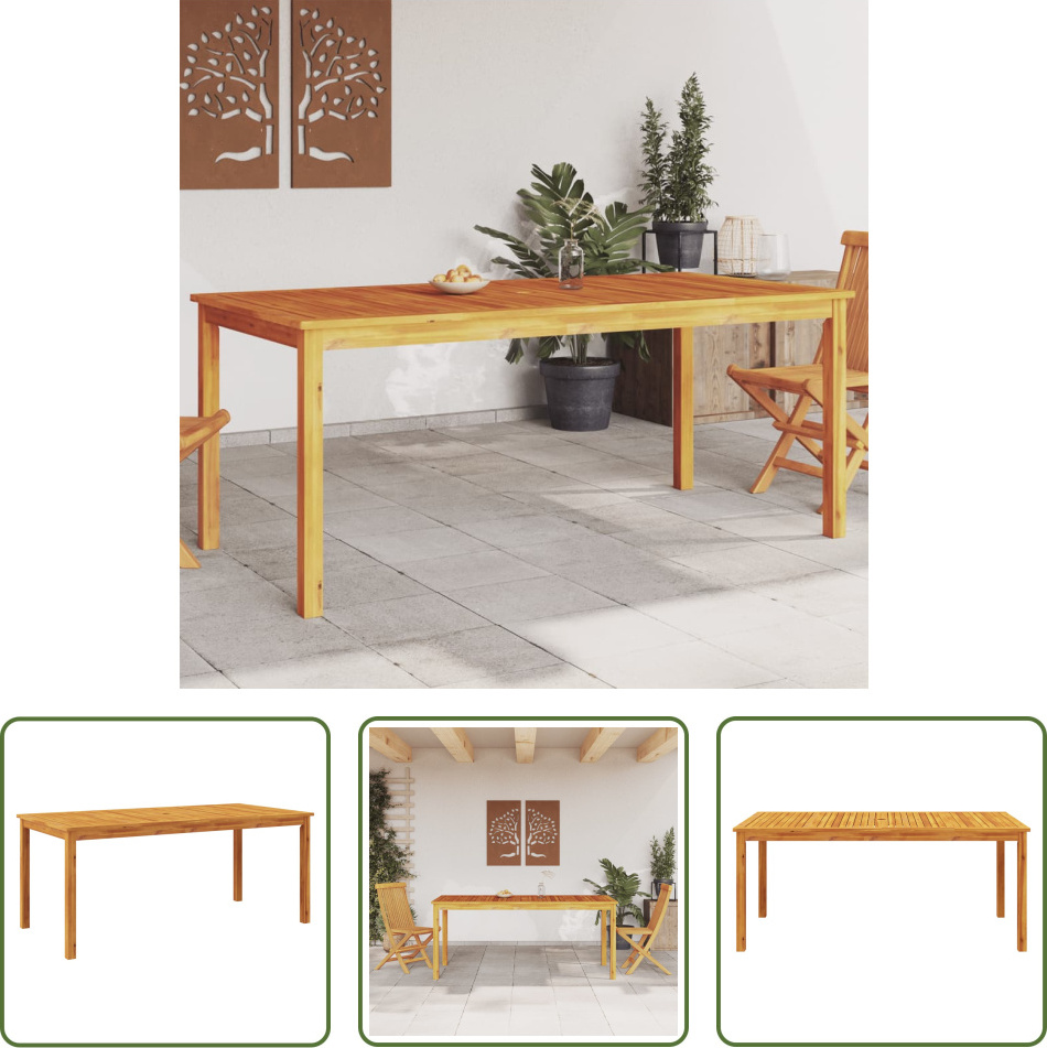 The Living Store Garten-Esstisch 180x90x75 cm Massivholz Akazie
