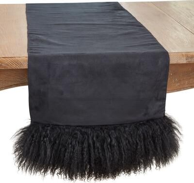 Saro Lifestyle Mongolian Lamb Fur Table Runner