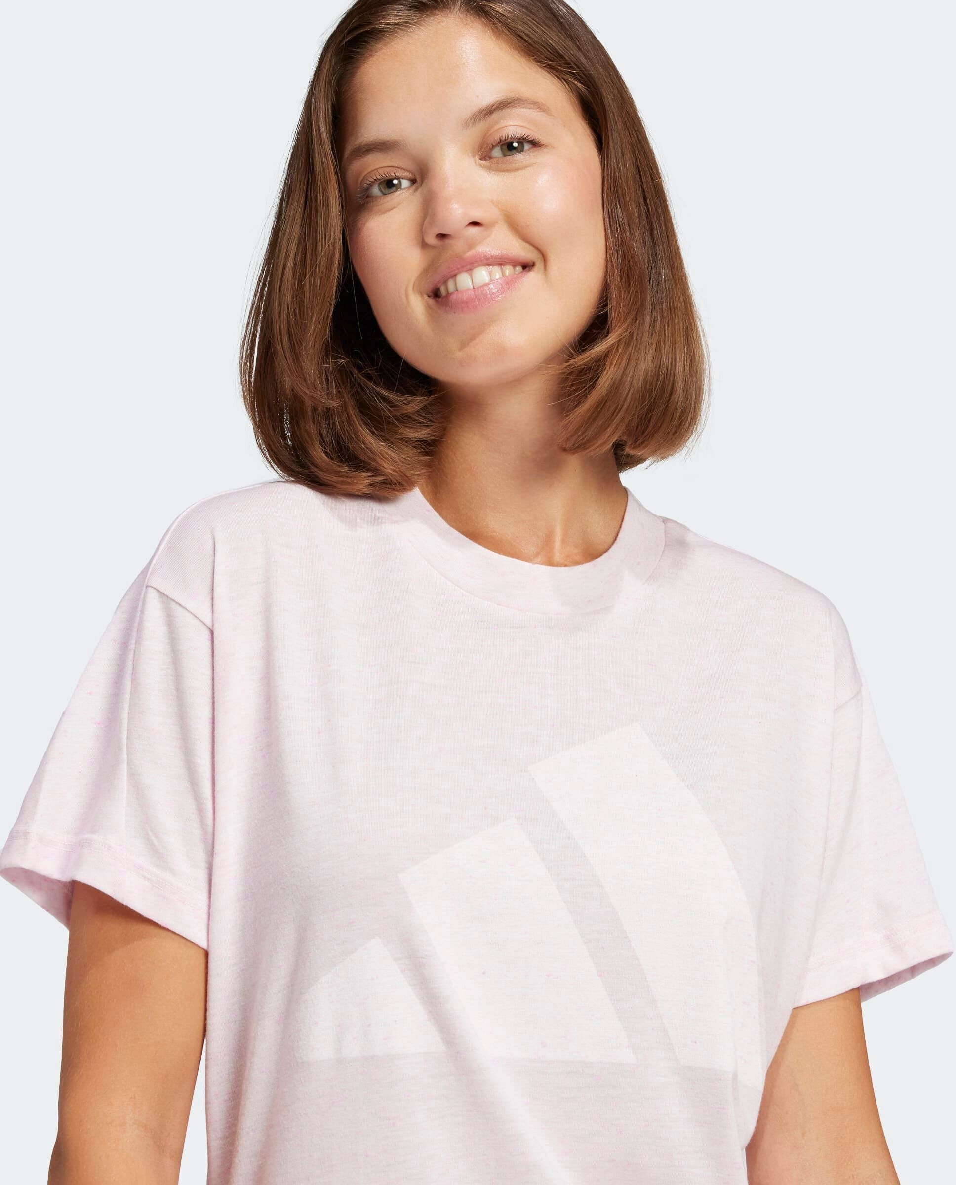 T-Shirt ADIDAS SPORTSWEAR "ESSENTIALS WINNERS", Damen, Gr. XS, pink (clear pink, weiß), Obermaterial: 50% Polyester, 25% Baumwolle, 25% Viskose, Rundhals, Shirts T-Shirt clear pink, weiß XS