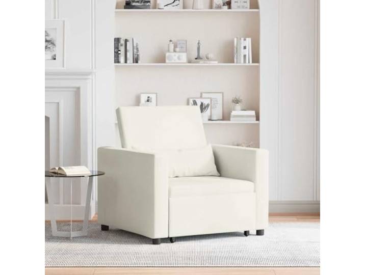 NLQMSU Ausziehbares 3-in-1-Schlafsofa mit Rädern, Samt, cremefarben Verstellbare Rückenlehne, reibungslose Umwandlung, modernes Design, pflegeleicht, weicher Samt, klare Linien