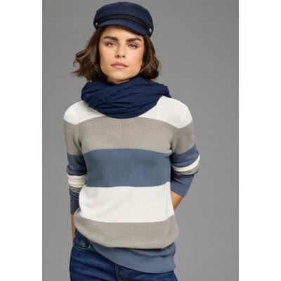 Halstuch LAURA SCOTT, Damen, blau (nightblau), Web, Baumwolle, leicht durchscheinend, leicht transparent, unifarben, Modetücher, in quadratischer Maxi-Form