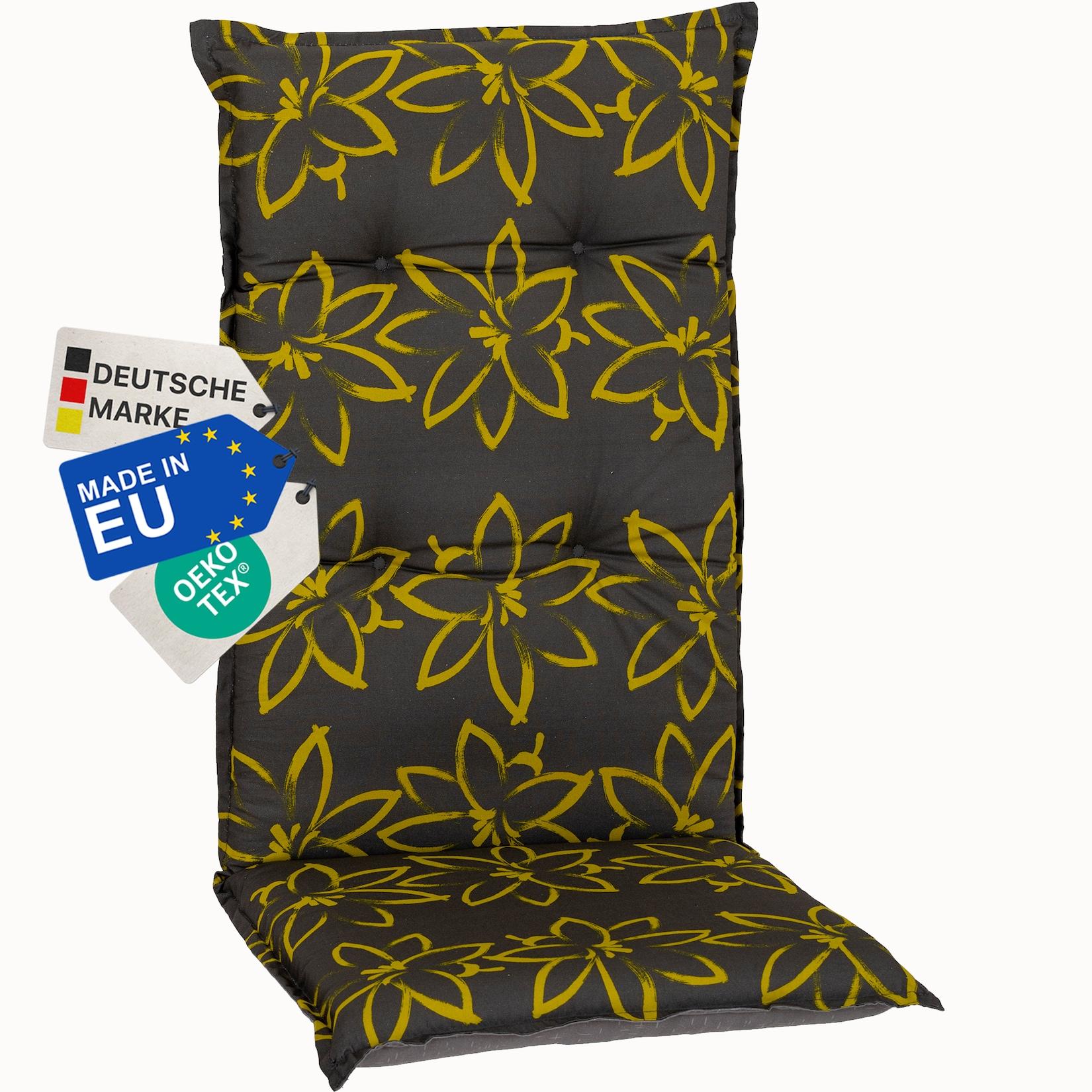 NYVI Gartenstuhl-Auflage Barcelona – Hochlehnerauflage für Gartenstühle Anzahl:1x;Dessin:Gelbe Blume
