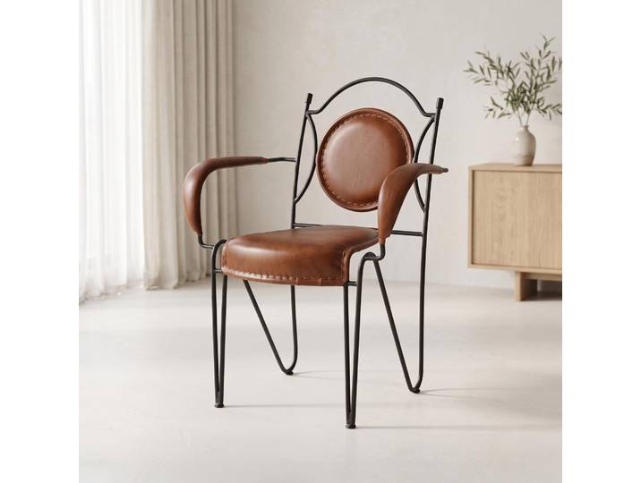 Chaise vintage cuir et métal Faites comme chez vous