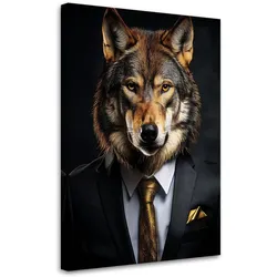 WANDBILD tierwolf im anzug