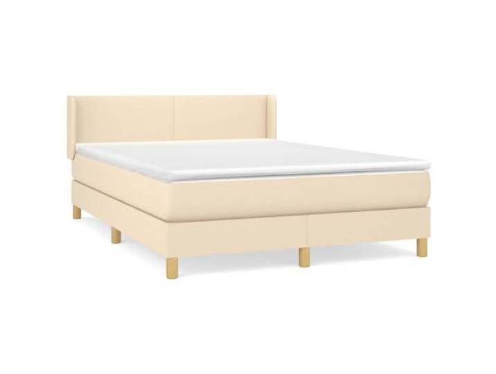 PUGYNBK Boxspringbett, Matratze, Stoff, cremefarben, 140 x 200 cm Verstellbares Kopfteil, Taschenfedern, mittlere Festigkeit, atmungsaktiver Schutz