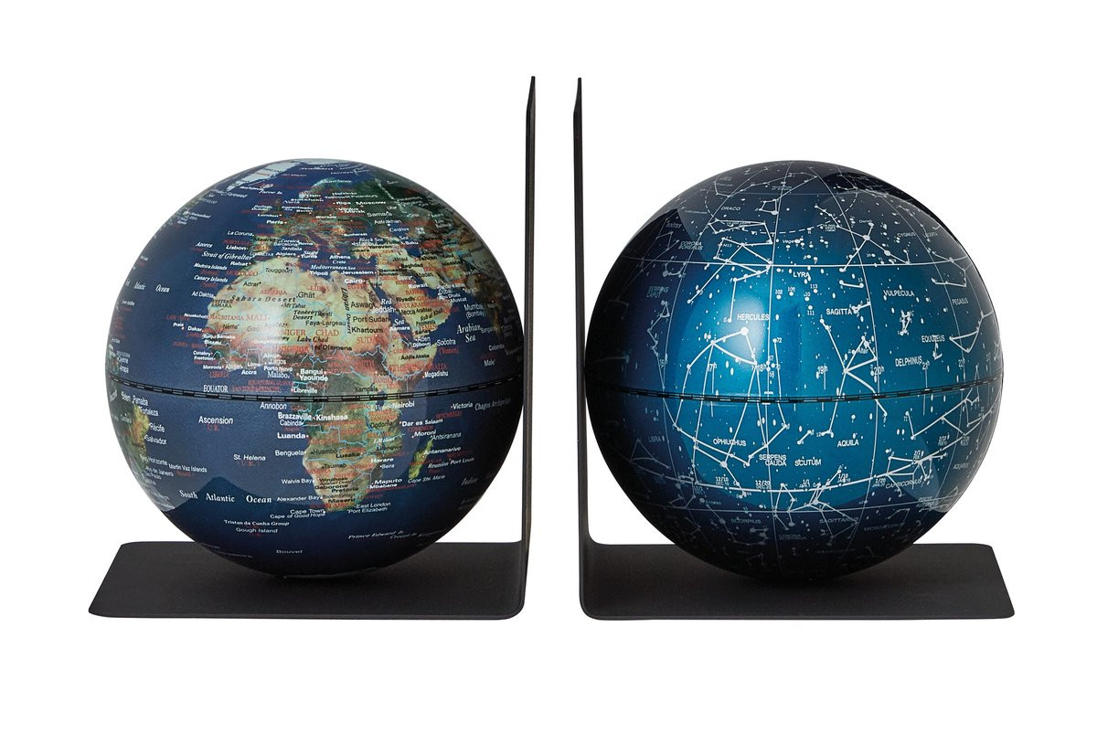 Troika Boekensteun met Magn Globes 13 cm, 2 stuks