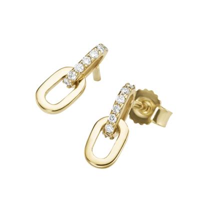 Paar Ohrstecker LUIGI MERANO "beweglich mit Brillanten, Gold 585", gold, Ohrringe, Damen, SI = kleine Einschlüsse, Gelbgold 585