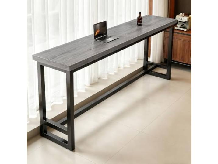 Cedario Bartisch Schmaler Stehtisch Holzplatte Metallgestell Zuhause Café Stabiles Holz & Metall, Schmales Design, Spart Platz Vielseitig für Küche, Wohnzimmer, Fenster oder Café