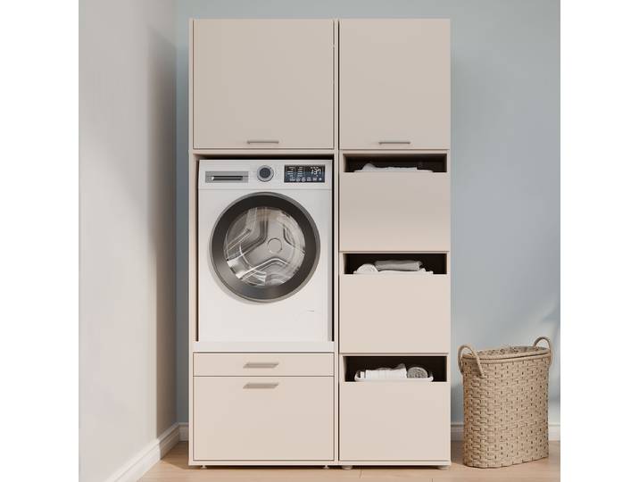 Hauswirtschaftsschrank Kombi J 117 x 201 x 68cm Beige/Kaschmir