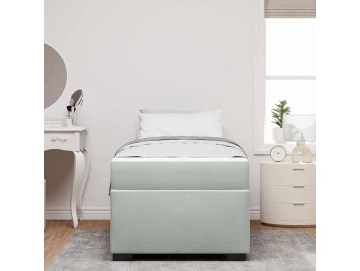 KTHLBRH Einzelbett hellgrau 80 x 200 cm Stoff Eleganter Samt, rechteckige Struktur, Schwarz und Weiß, schlichtes Design