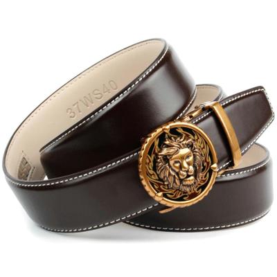 Ledergürtel ANTHONI CROWN, Herren, Gr. 85, braun (dunkelbraun), Leder, unifarben, Gürtel Ledergürtel, in dunkelbraun mit Kontrast Stitching in weiß