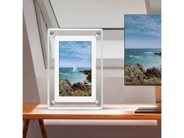 Cadre photo numérique en acrylique 5 pouces 1200 mAh, écran IPS vertical, mémoire 4 Go, batterie, cadre photo numérique