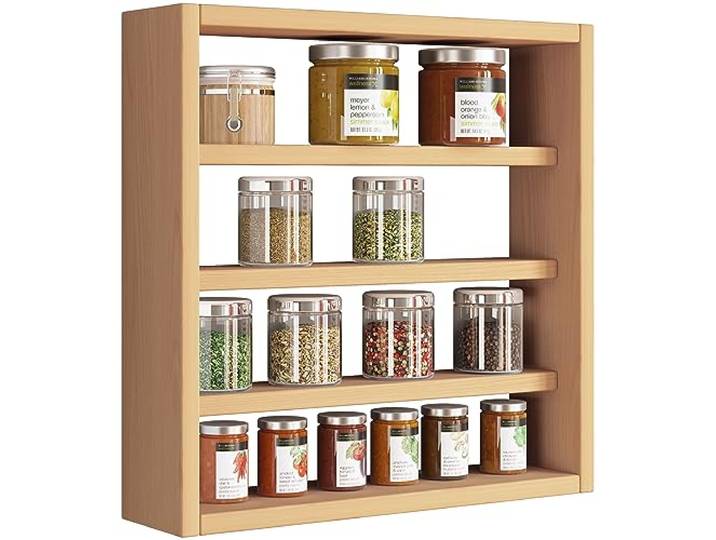 VCM Étagère murale en bois Tableau mural Cuisine Épices Cuisine Collectionneur Vitrine Esaldi S Hêtre