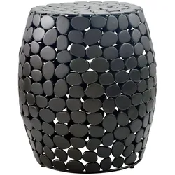 BEISTELLTISCH DIEMEL, Aluminium, handgefertigt, Schwarz, Ø 40 x 46 cm