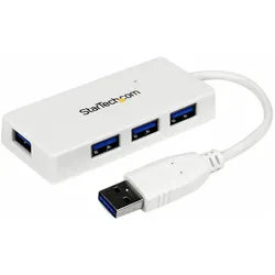 StarTech WHITE 4 PORT MINI USB 3.0 HUB (USB-A, 4 Ports), Dockingstation + USB Hub, Weiss