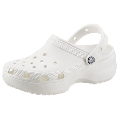 Clog CROCS "Classic Platform Clog W", Damen, Gr. 38, Croslite™, weiß, unifarben, Schuhe Clog, Sommerschuh, Schlappen, Hausschuh, trendige Plateausohle