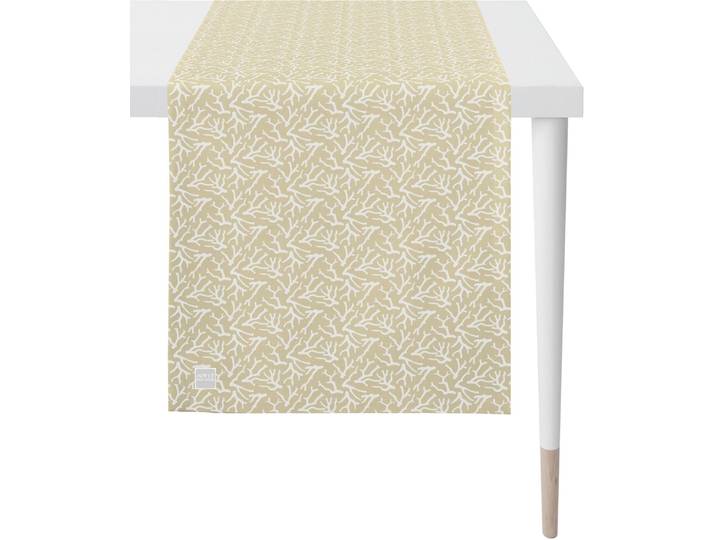 Tischläufer APELT 3970 Outdoor, Sommerdeko, Sommer , beige (sand, weiß), B:46cm L:135cm, Polyester, Tischdecken, Tischläufer, Jacquardgewebe