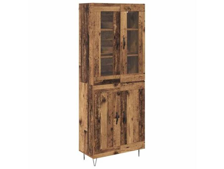 Roanoer Highboard Altholz 69,5 x 34 x 90 cm aus Holzwerkstoff Stilvolle Anrichte für Wohnzimmer und Schlafzimmer. Transparente Türen schützen Deko und Geschirr verlässlich vor Staub.