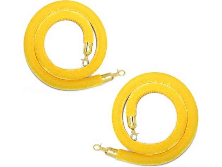 2er-Set Samt-Absperrseile, Goldhaken, 5 Farben, 12 Längen, 32 mm Weicher Samtbezug mit Schaumstoffkern für Verkaufstheken, Hochzeiten, Hotels, Schulen, Veranstaltungen und Warteschlangen