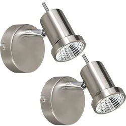 Spotleuchte Wandlampe Wandleuchte Spotlampe Wandstrahler, Spot beweglich, Nickel matt, LED 5W 400Lm warmweiß, HxBxL 8x10x12cm, 2er Set