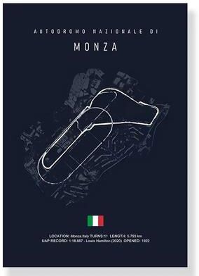 Uplift Treasures F1 Race Track Canvas Wall Art Poster 4 25x35cm Unframed