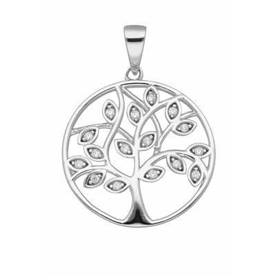 Kettenanhänger ADELIA´S "Anhänger Baum des Lebens 925 Silber mit Zirkonia", silber, Schmuckanhänger, Damen, mit Zirkonia, Silber 925 (Sterlingsilber), Kettenanhänger, Silberanhänger Lebensbaum