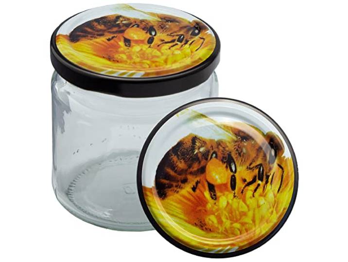 Imkado Twist-Off Honigglas mit Metalldeckel 250g Biene 1 Paket (96 Stk)