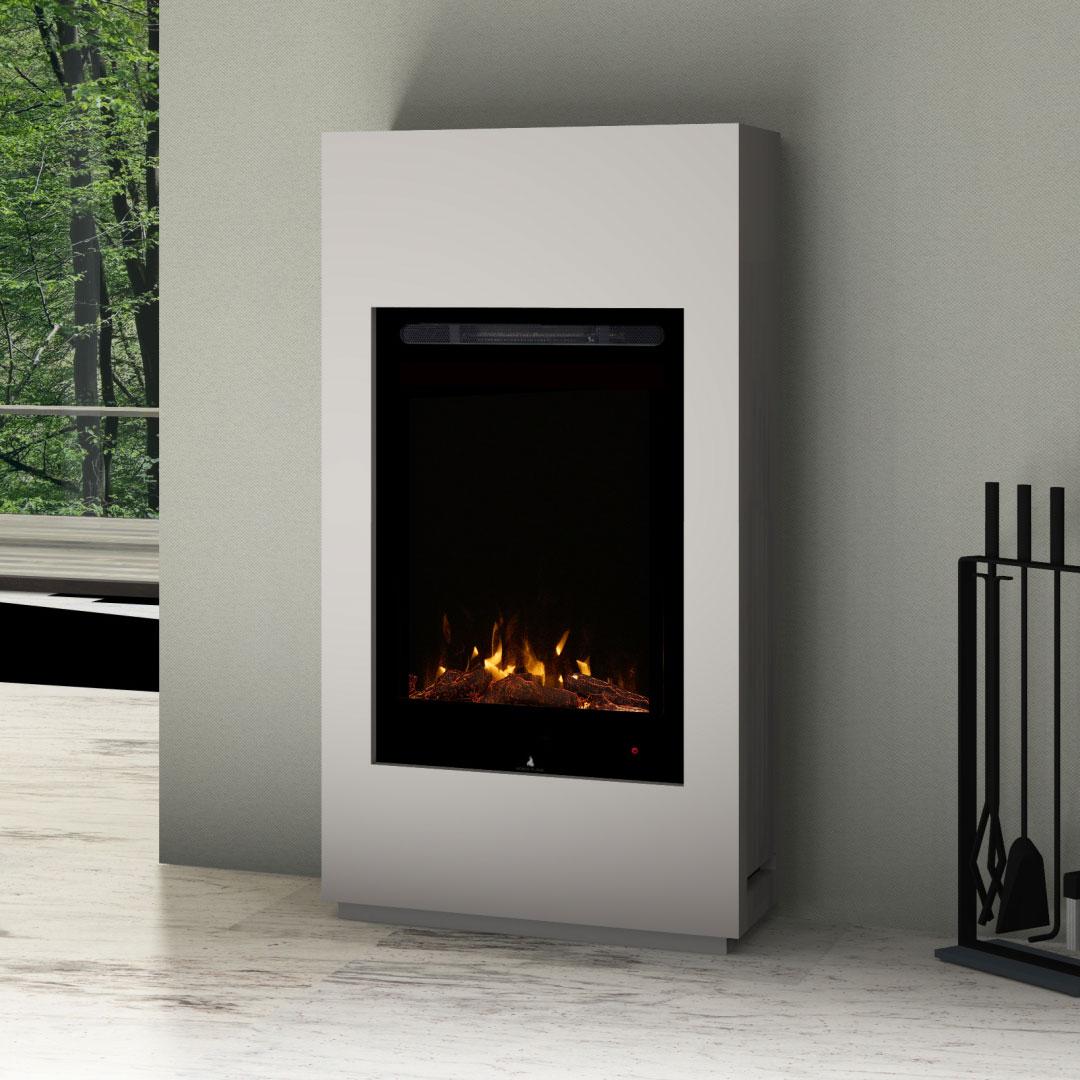 Noble Flame BRAVA [moderner Stand- oder Wand-Elektrokamin]: Platingrau