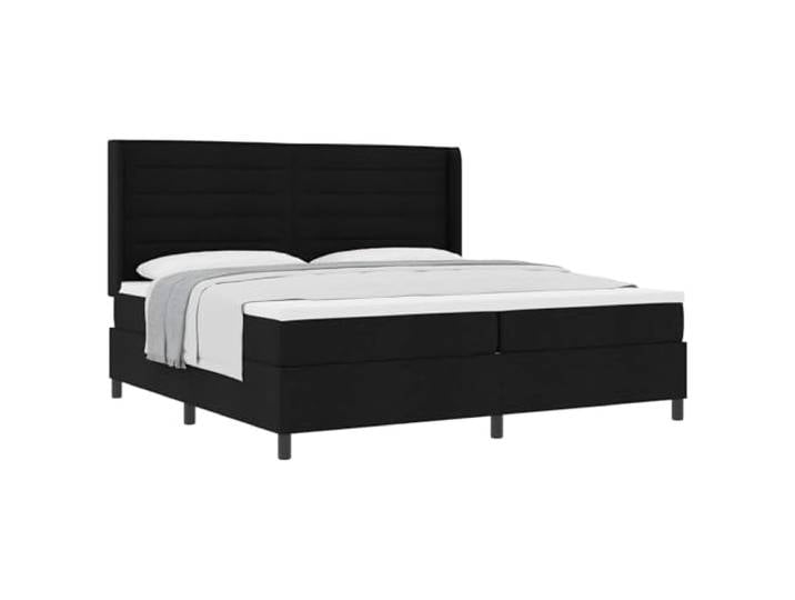KKgypkn Boxspringbett mit Matratze Schwarz 200 x 200 cm Stoff, verstellbares Kopfteil, mittelfeste Taschenfederkernmatratze, Lattenrost, stabiles Holzgestell