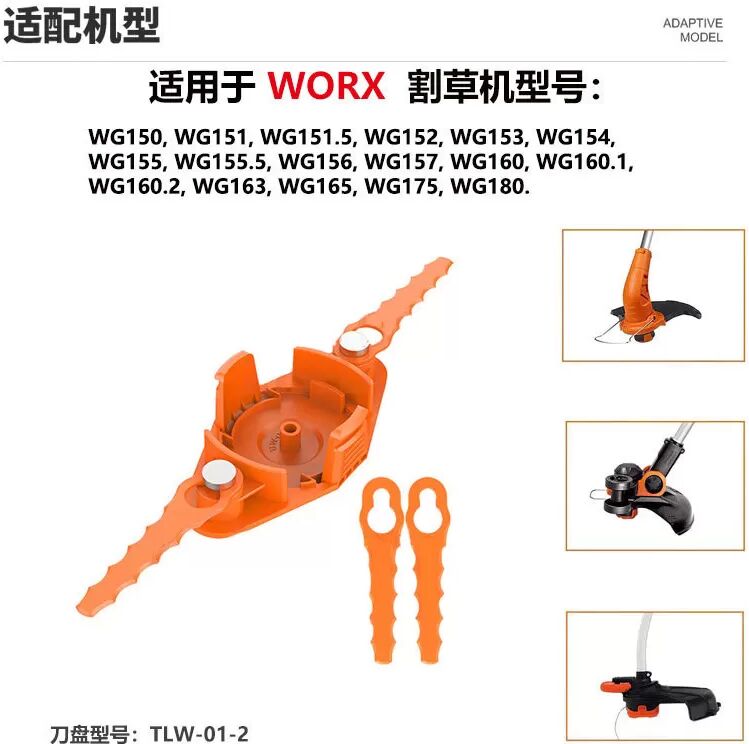 INF Kit de remplacement de tête de coupe-bordure WORX WG150 : 1 tête de coupe + 2 lames en nylon Paquet de 2