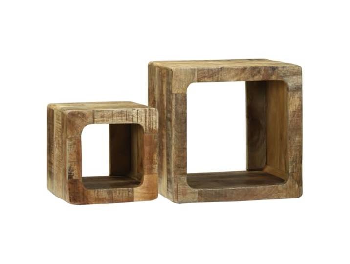 HEFZGDB Rustikale Beistelltische aus massivem Mangoholz Set von 2 Tischen 36x36x30 cm Platzsparendes Nested Design Langlebige Wohnzimmer Möbel Natürliche Maserung